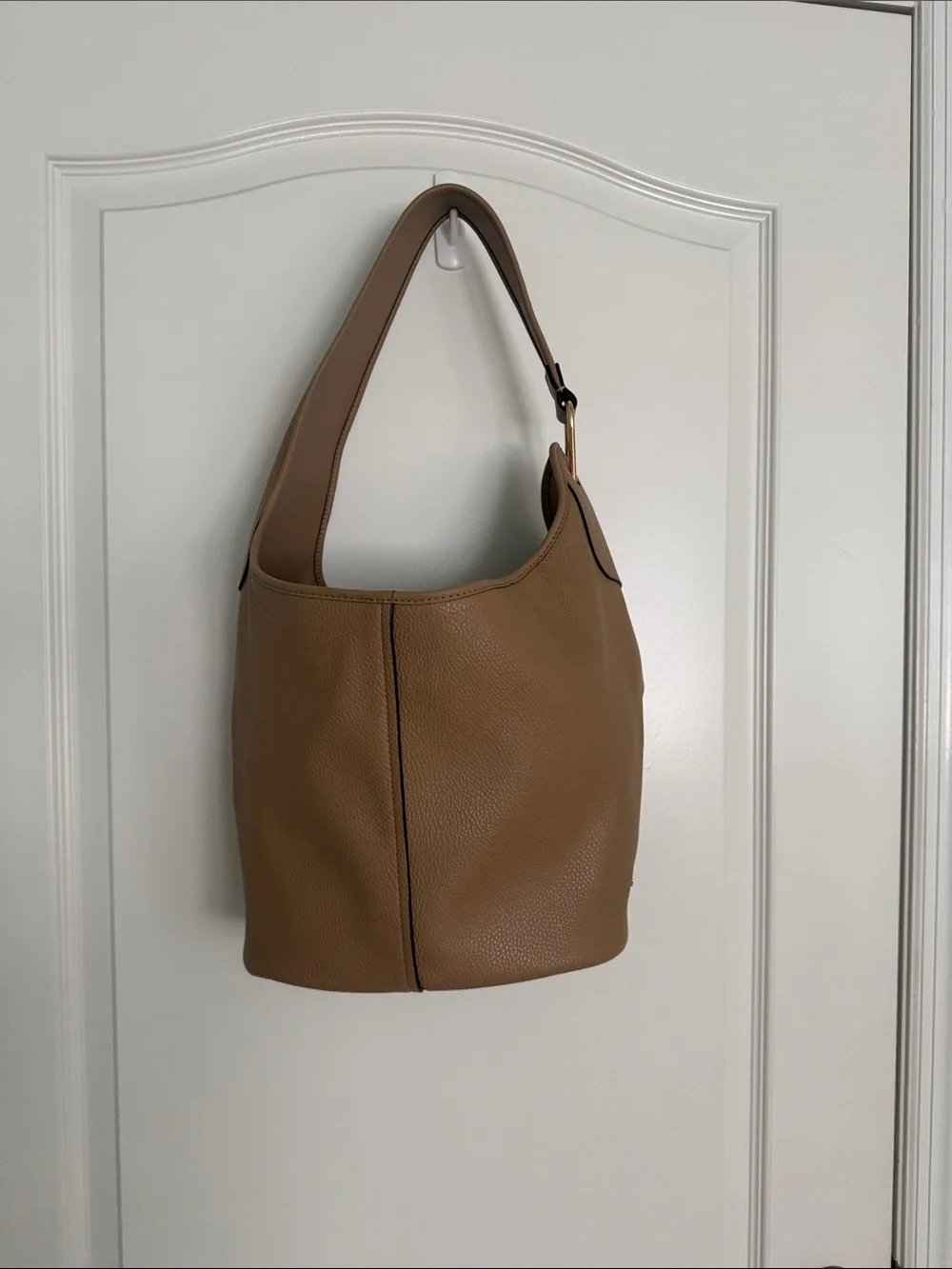 Michael Kors Sonny Hobo Camel Beige Pebble Leather Shoulder Bag Purse Tote